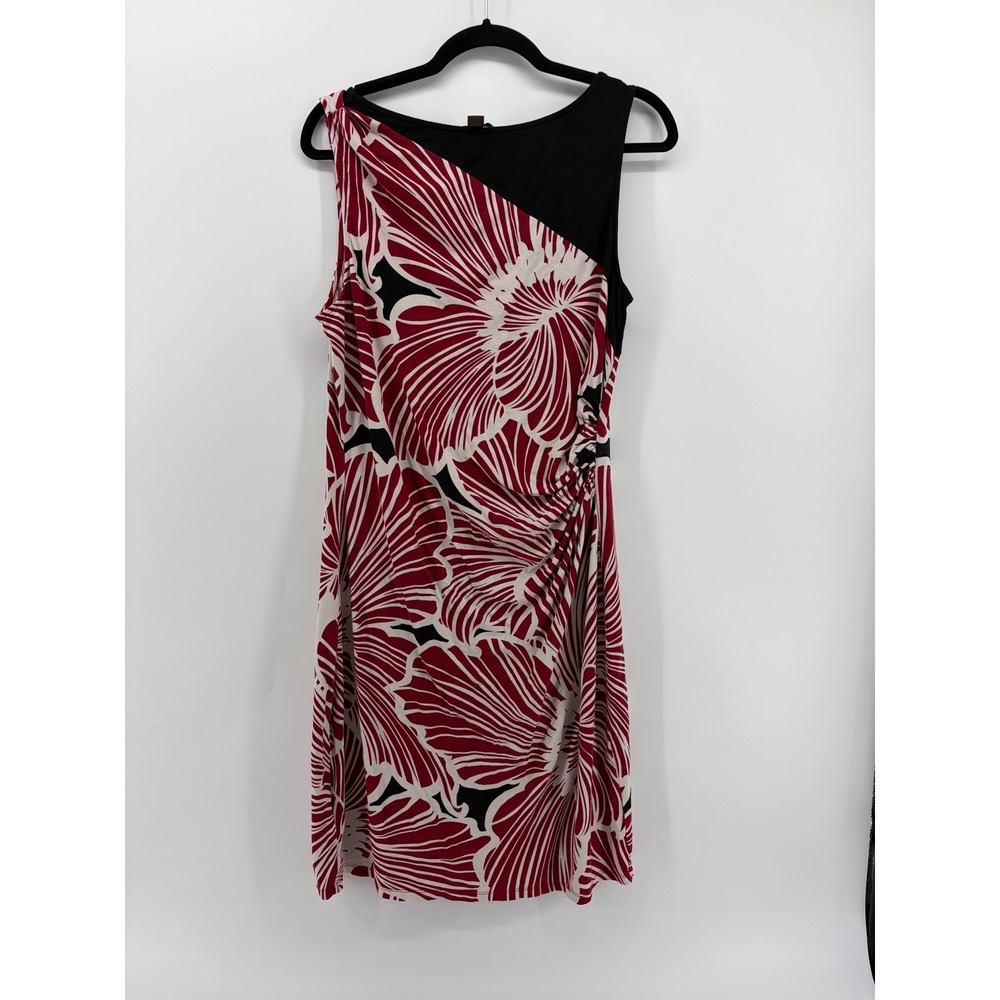 Tommy Bahama Women's Large Floral Dress Red Black White Sleeveless Summer Beach